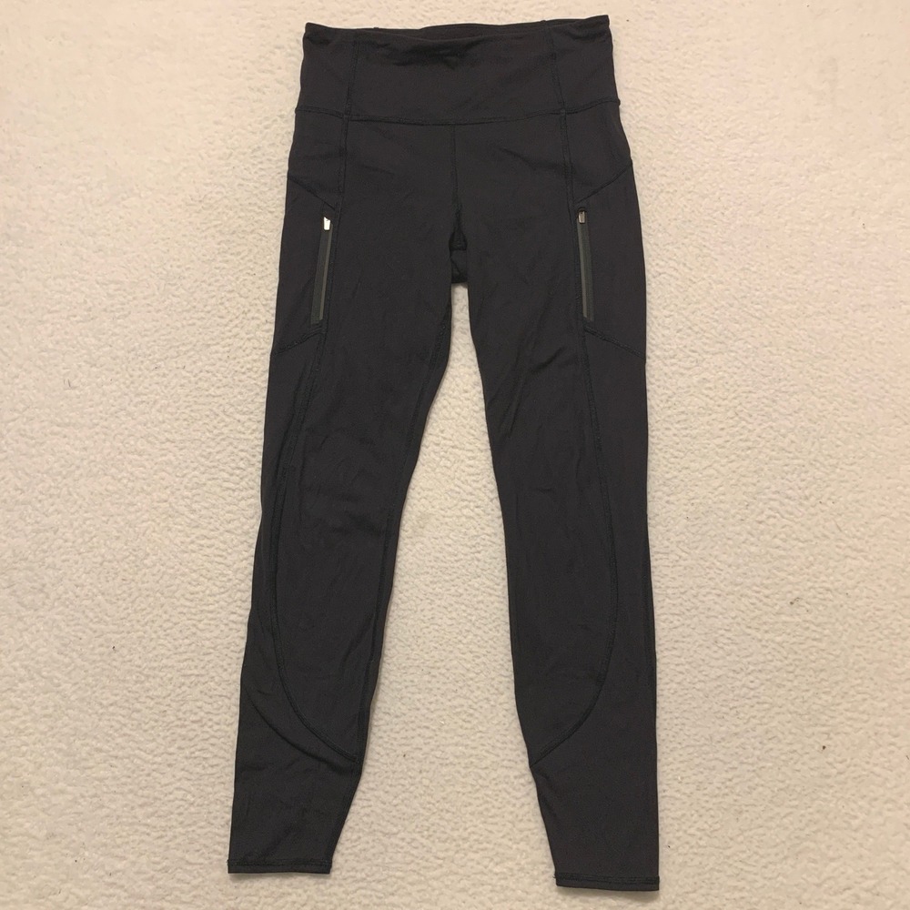 Athleta Rainier Tight Hi Rise Fleece Lined Running Leggings Small Black 487745